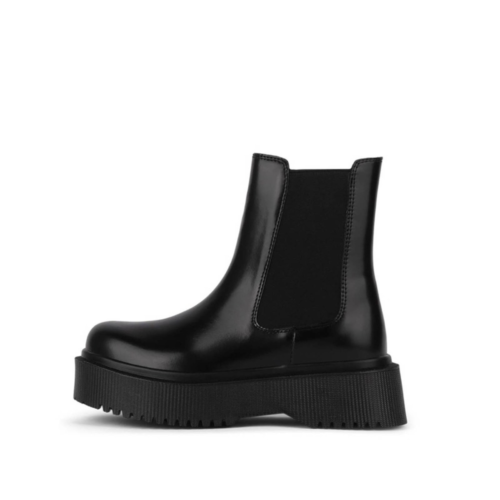 Jeffrey Campbell DESTRUCTS Platform Chelsea Boot Black Leather Moto Boots sz 7.5